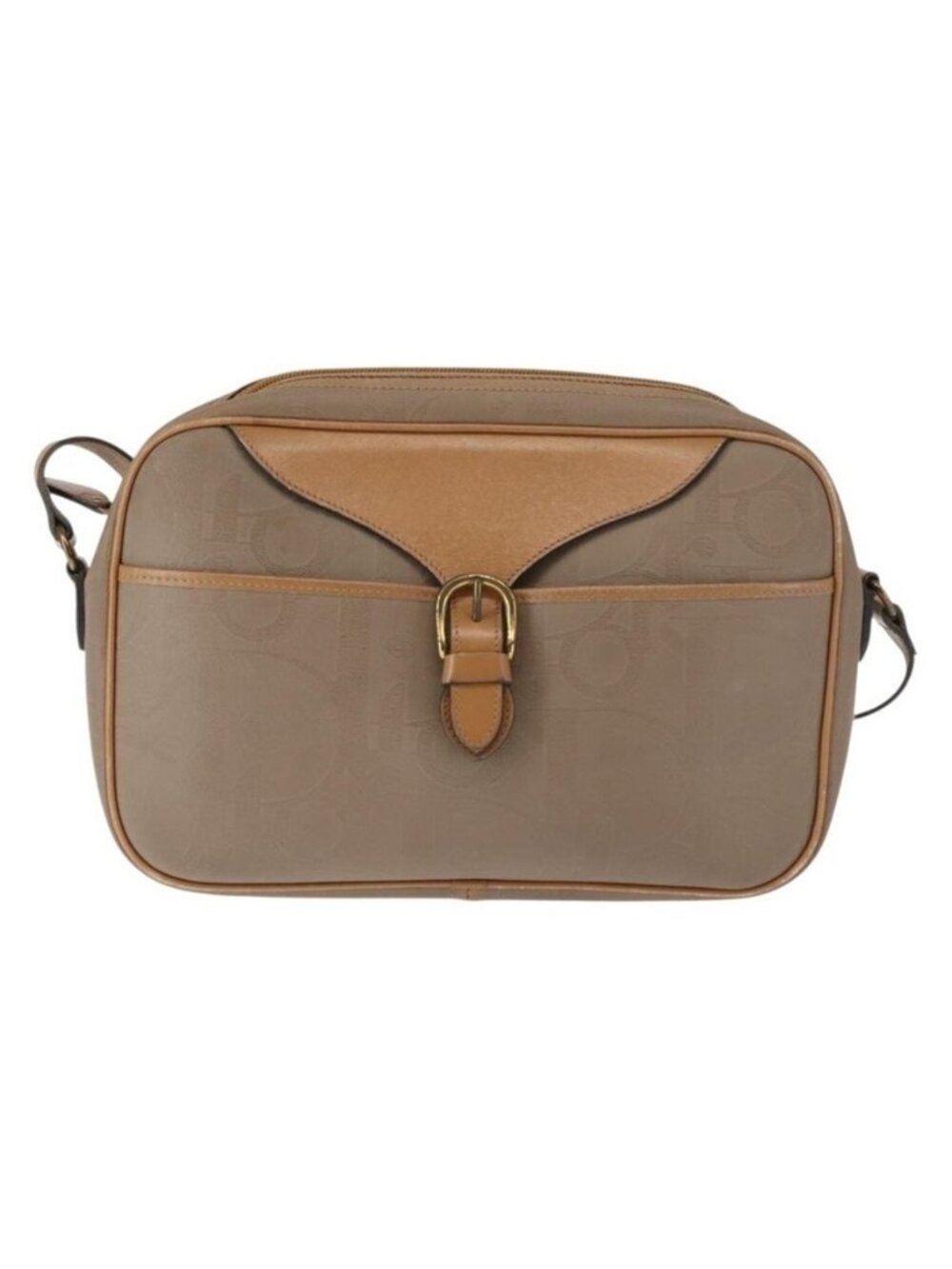 Authentic Christian Dior Trotter Canvas Shoulder Bag Beige Gold - Picture 12 of 16